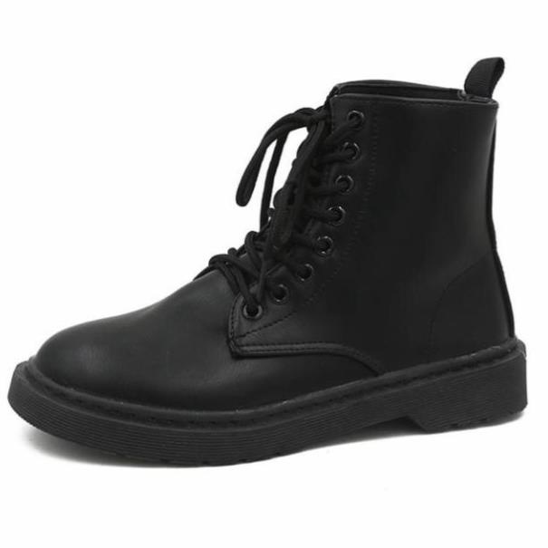 Giày boots Martin cổ ngắn Ulzzang da lì đế thấp -v11