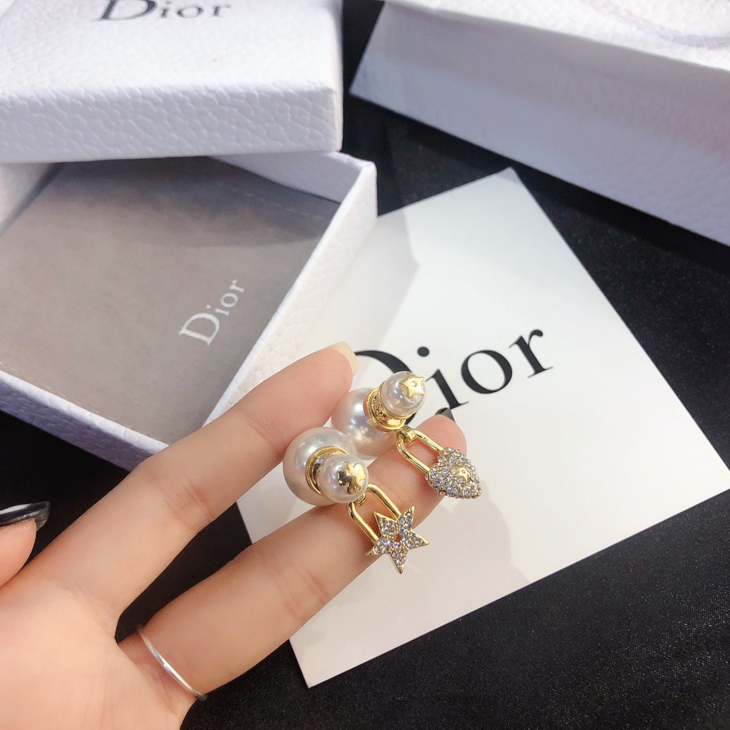 Dior Bông Tai Hình Ngôi Sao / Trái Tim Đính Đá / Ngọc Trai Thời Trang Cho Nữ