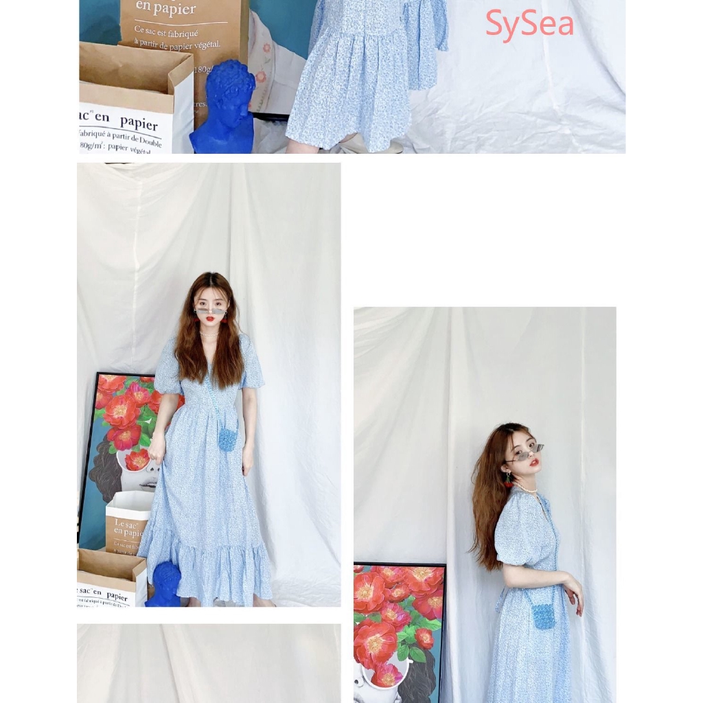 Đầm Midi Tay Ngắn Hoạ Tiết Hoa Phong Cách Retro | BigBuy360 - bigbuy360.vn