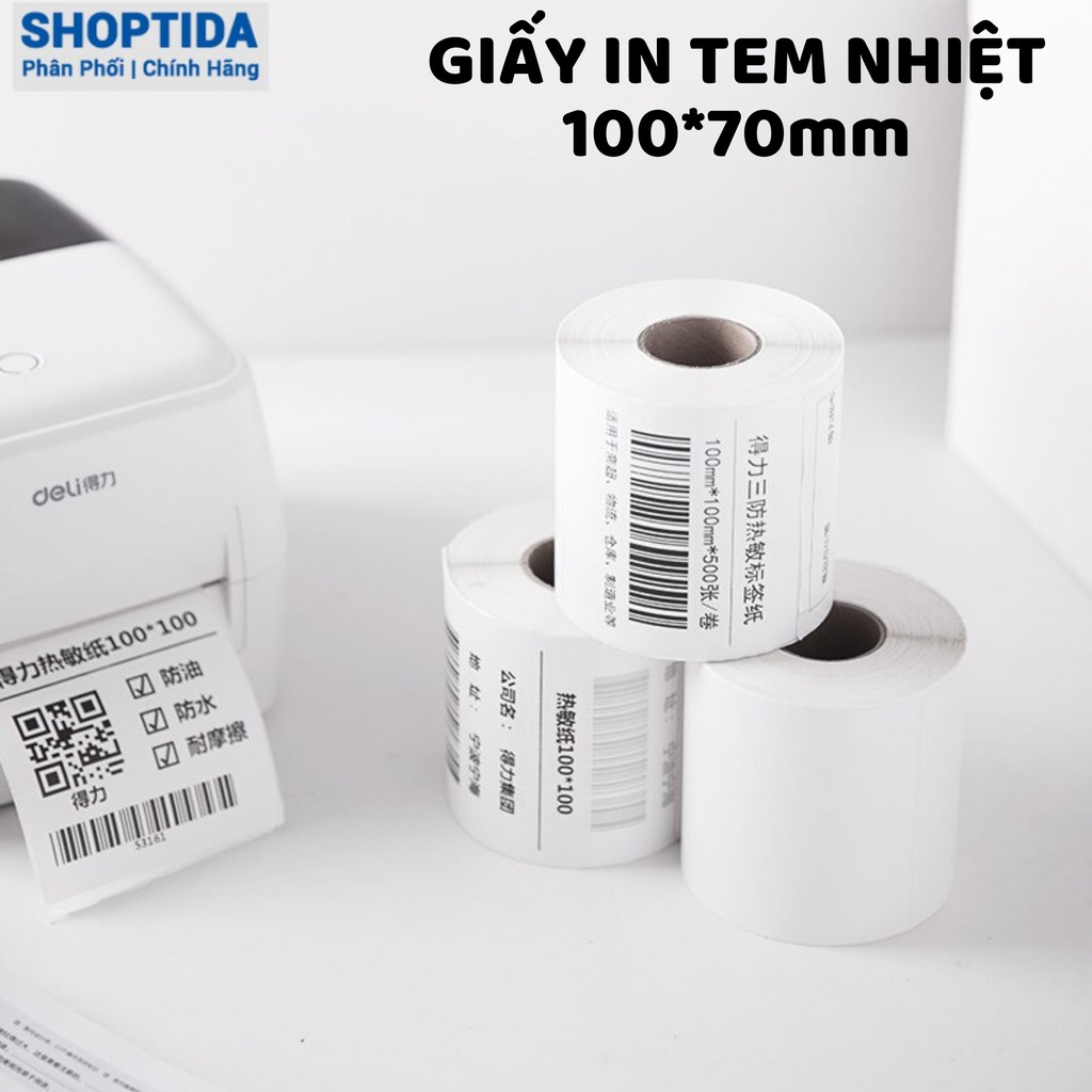 Giấy in nhiệt Shoptida 300 tờ 7*10cm 3 lớp tự dán chống nước, sử dụng cho máy in nhiệt Shoptida SP46