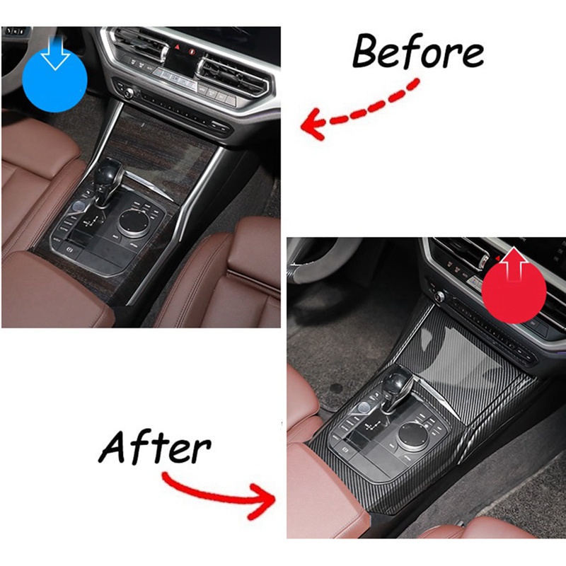 Đối với BMW 3 Dòng G20 G28 2019-2021 Bảng điều khiển trung tâm bằng sợi Carbon Bảng điều khiển sang số Bảng điều khiển Nắp trang trí Nhãn dán Phụ kiện nội thất