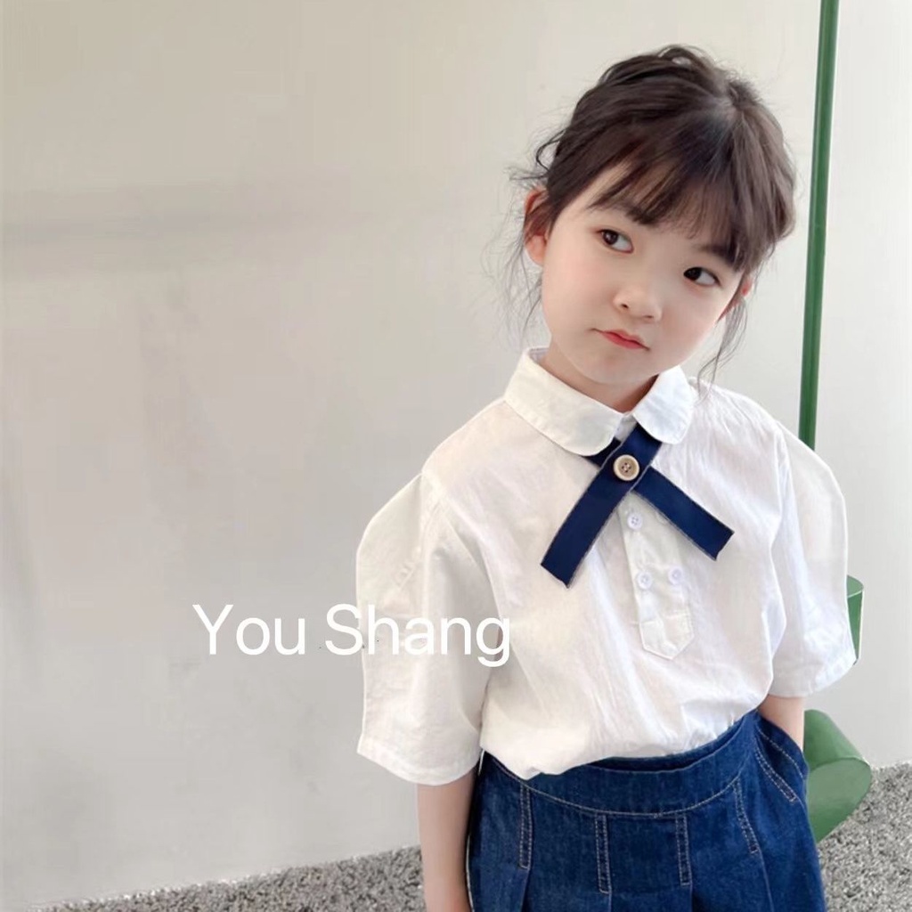 Áo Sơ Mi Trắng Ngắn Tay Phong Cách Công Chúa Kiểu Hàn Quốc Thời Trang Mùa Hè Hàng Mới Cho Bé Gái