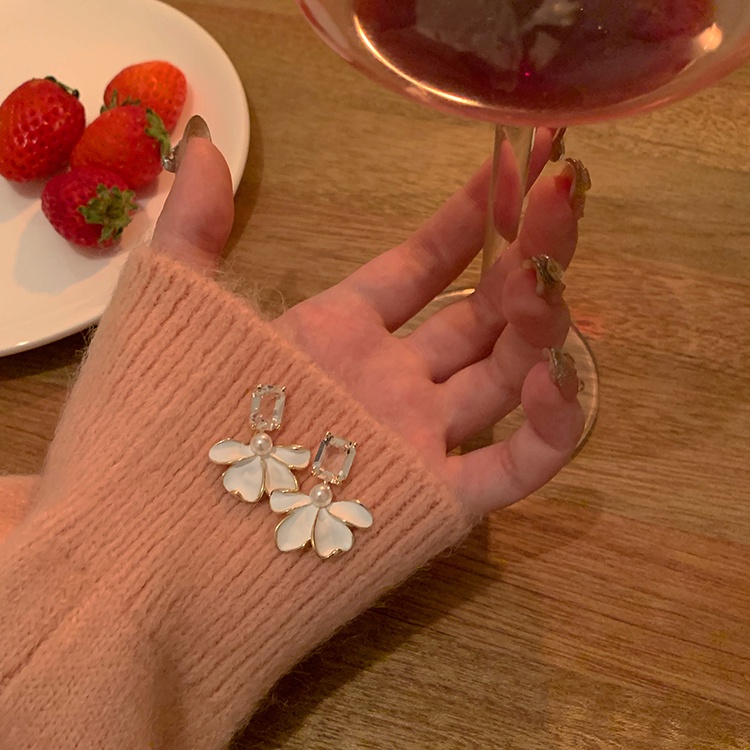 Bông Tai Hình Hoa Đính Đá Zircon Phong Cách Hàn Quốc Sang Trọng Thời Trang 2022