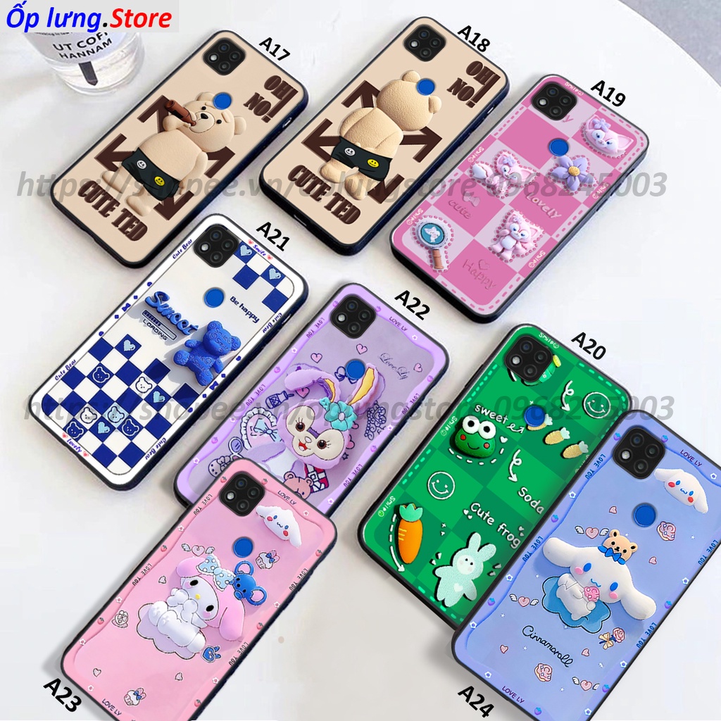 Ốp lưng Xiaomi Redmi 9C in hình 3D gấu cute cool ngầu giả nổi.