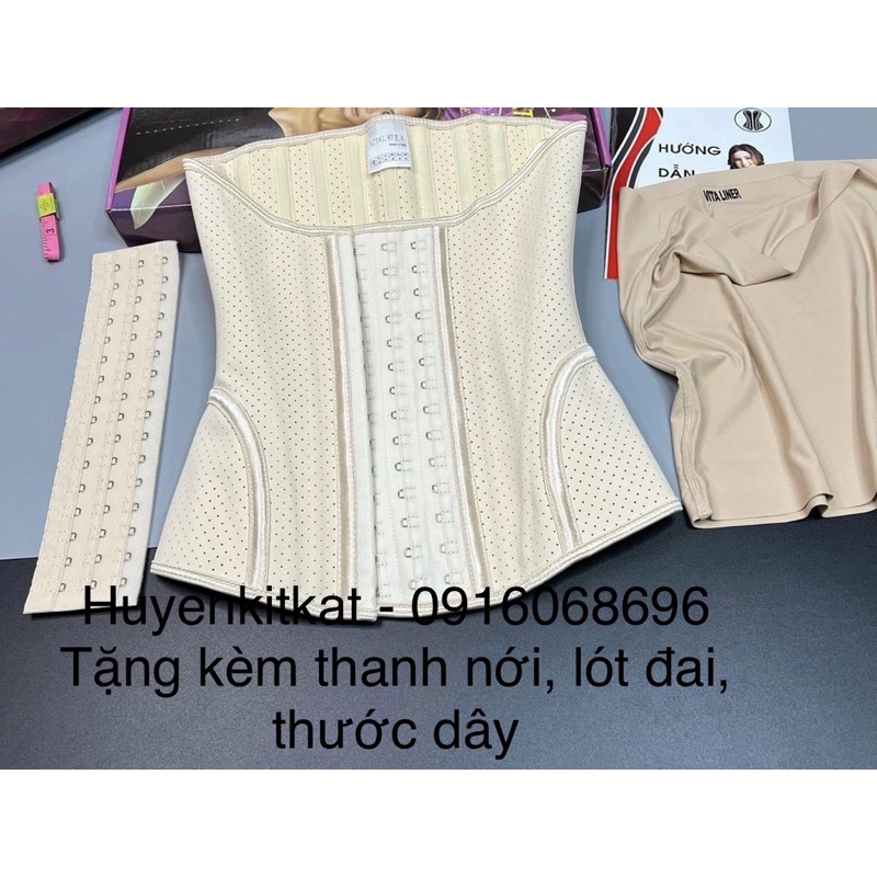 Đai gen nịt bụng Latex 17 xương thông hơi thế hệ mới - tặng thanh nới, lót đai, thước dây