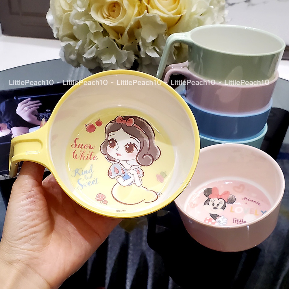 Chén ăn dặm melamine có quai cầm tay Disney cho bé hình Mickey Minnie Ariel Dumbo Donald mới 2022