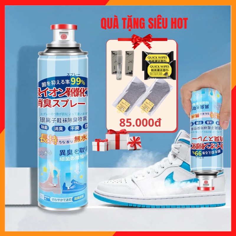 Xịt giày khử mùi hôi chân Công nghệ nano bạc Nhật Bản mới nhất 2022 chai lớn 360ML Quina