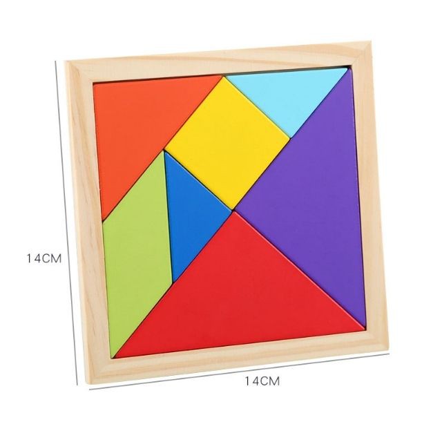 [Size 18x18cm] Đồ chơi xếp hình Tangram bằng gỗ phát triển trí tuệ cho bé