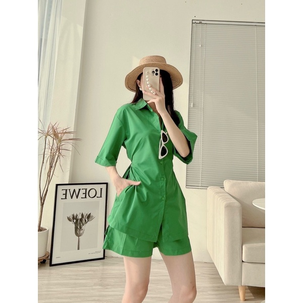BÁN SỈ - SET SƠ MI DÚM EO MIX SHORT NỮ HÀNG ĐẸP THIẾT KẾ