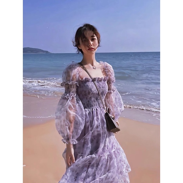 Váy voan chun ngực