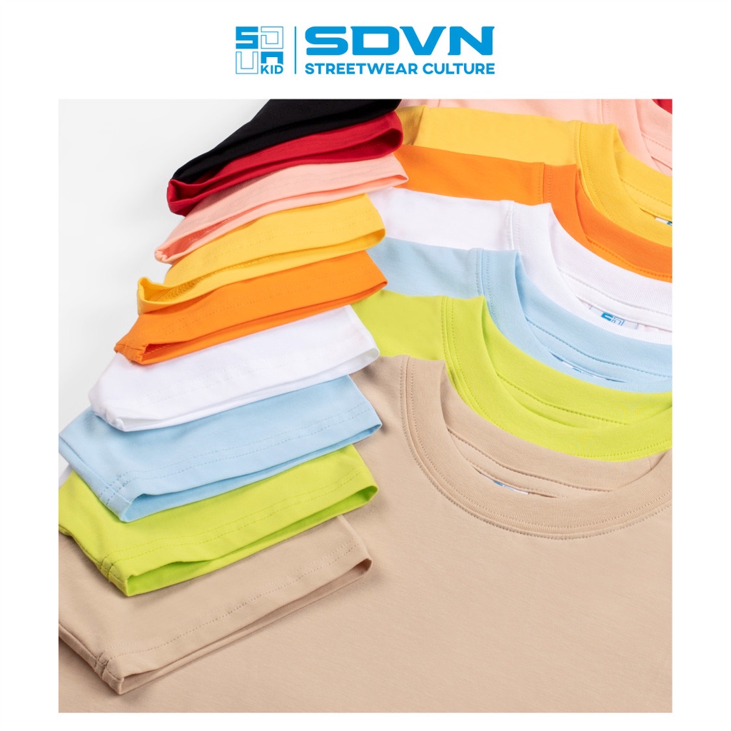 Áo Thun Trơn Trẻ Em - Cotton 100% Unisex form rộng Local Brand SDVN