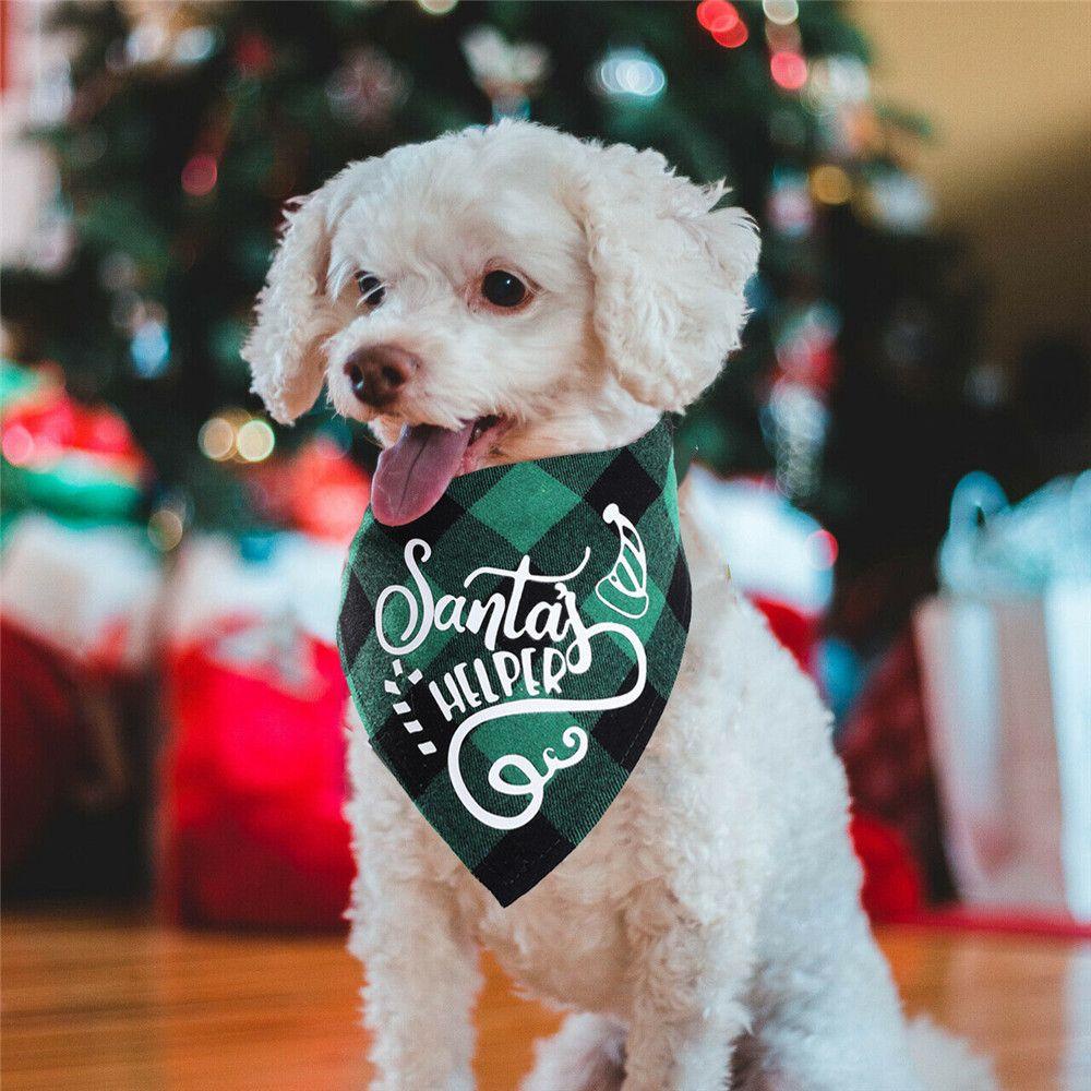 Layor1 Khăn Quàng Cổ Tam Giác Bằng Cotton In Họa Tiết Lưới Cho Thú Cưng