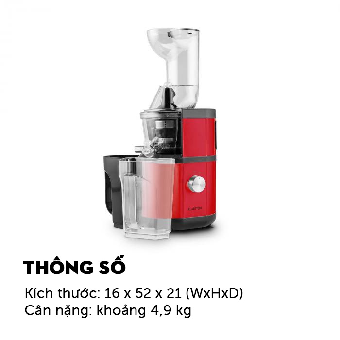 Máy ép chậm trái cây dùng cho quán 400W Klarstein - Hàng chính hãng, bảo hành 12 tháng