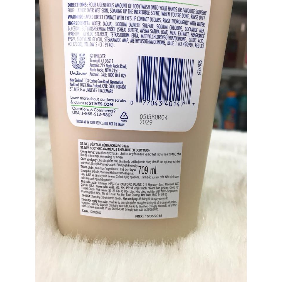 (USA - 709ml) SỮA TẮM ST.IVES BODY WASH TẨY TẾ BÀO CHẾT