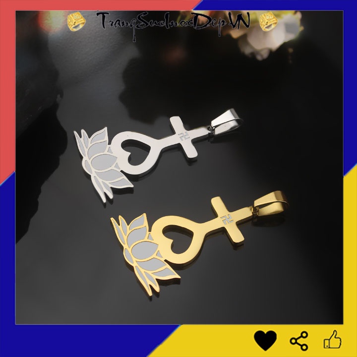 Mặt dây chuyền thiên tâm đế hoa sen bản nhỏ 3cm sáng đẹp, bền màu, đem lại bình an may mắn cho người đeo