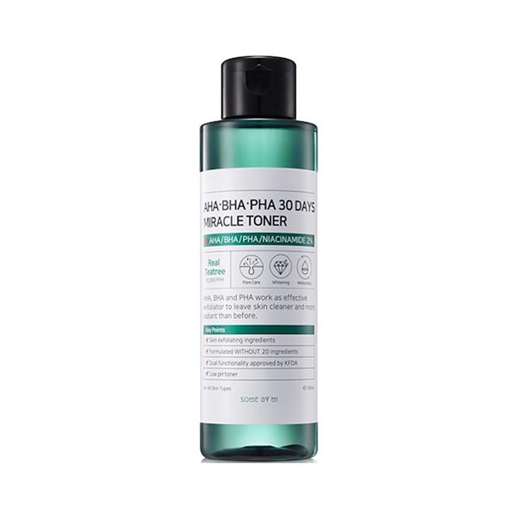Nước hoa hồng hỗ trợ làm sạch mụn, điều tiết dầu nhờn some by mi aha bha pha 30 days miracle toner 150ml skin hub