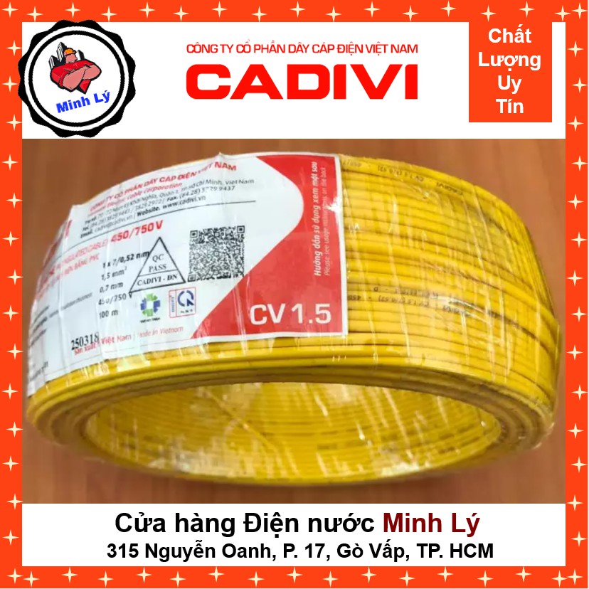 Dây Điện Đơn Mềm CADIVI CV 1.5 1X1.5mm  Cao Cấp - Bán lẻ theo mét