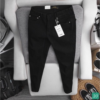 Quần Jeans Jogger Nam Chất Bò Rin Cao Cấp Xám Xanh Trơn Ống Bó Lưng Thun Co Giãn Basic T27