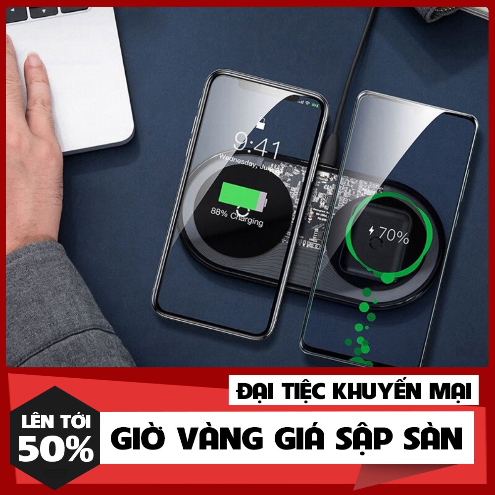 {HÀNG HOT} Đế sạc nhanh không dây Baseus Simple 2 in 1 Wireless Charger 15W