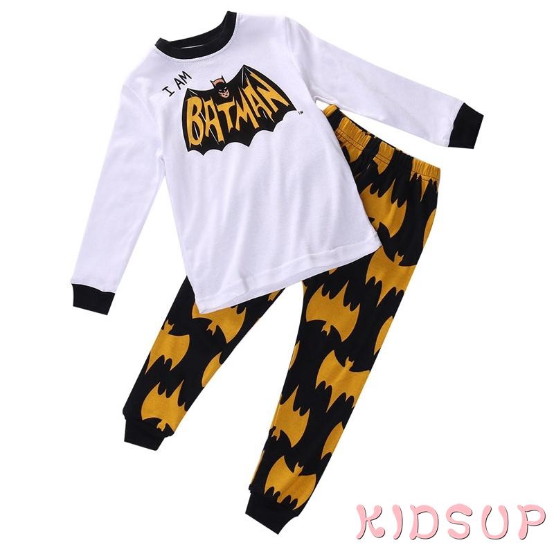 Bộ Đồ Ngủ 100% Cotton In Họa Tiết Batman Dành Cho Bé Trai 2-8 Tuổi