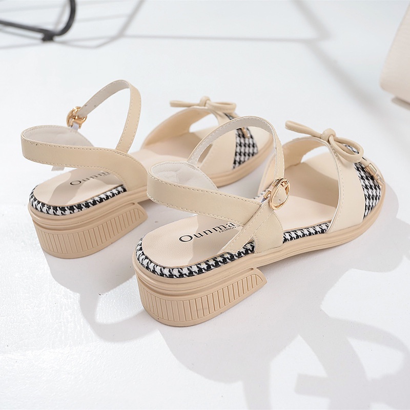 Giày sandal gót dày IELGY phong cách retro thời trang cho nữ