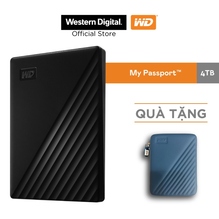 Ổ cứng Western Digital WD My Passport 2.5 INCH( USB 3.2) 4TB Portable( Đen)