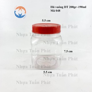 24 hũ nhựa vuông Duy Tân 200gr~190ml nắp đỏ mã 048