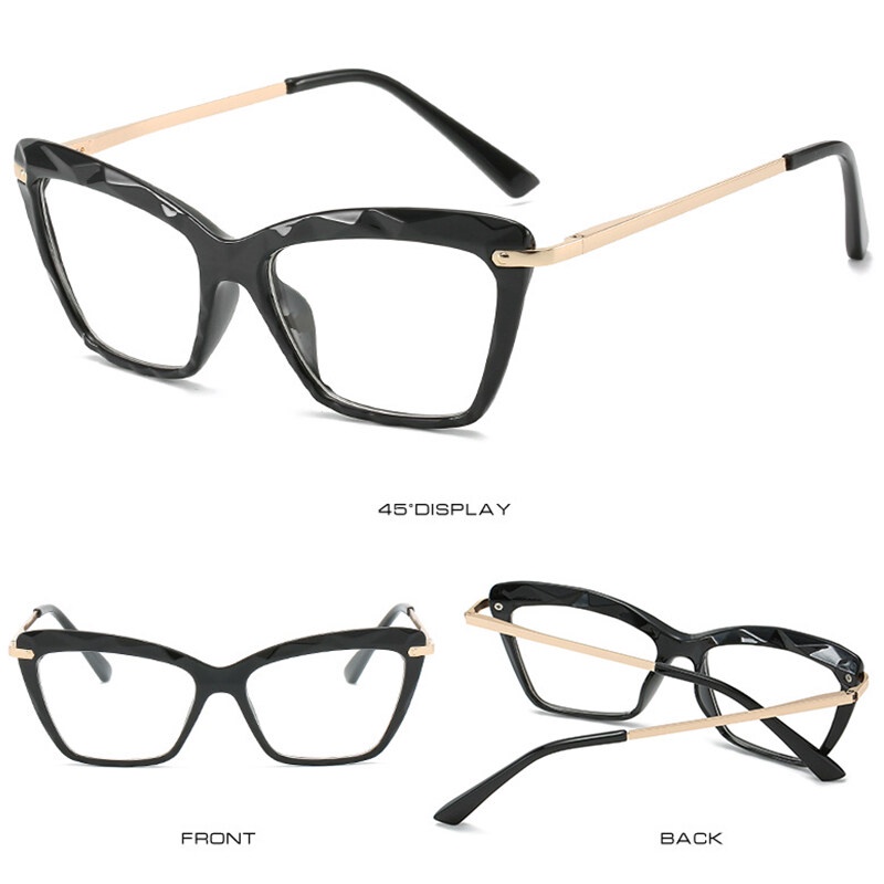 Mắt Kính Gọng Mắt Mèo Nhiều Mặt Trong Suốt Phong Cách Âu Mỹ Cổ Điển Thời Trang Unisex