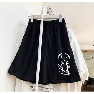 QUẦN ĐÙI THUN NỮ HÌNH CÚN CUTE MÀU ĐEN - QUẦN SHORT IN HÌNH SNOPPY