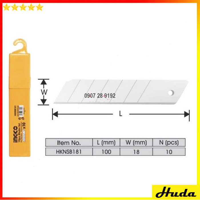 18x100mm Bộ 10 lưỡi dao INGCO HKNSB181  LKJ