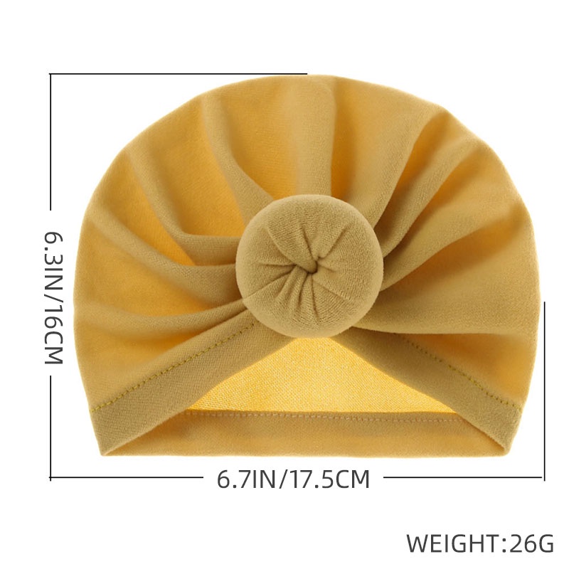 Mũ beanie mềm co giãn màu trơn thắt nút thời trang thu đông cho bé