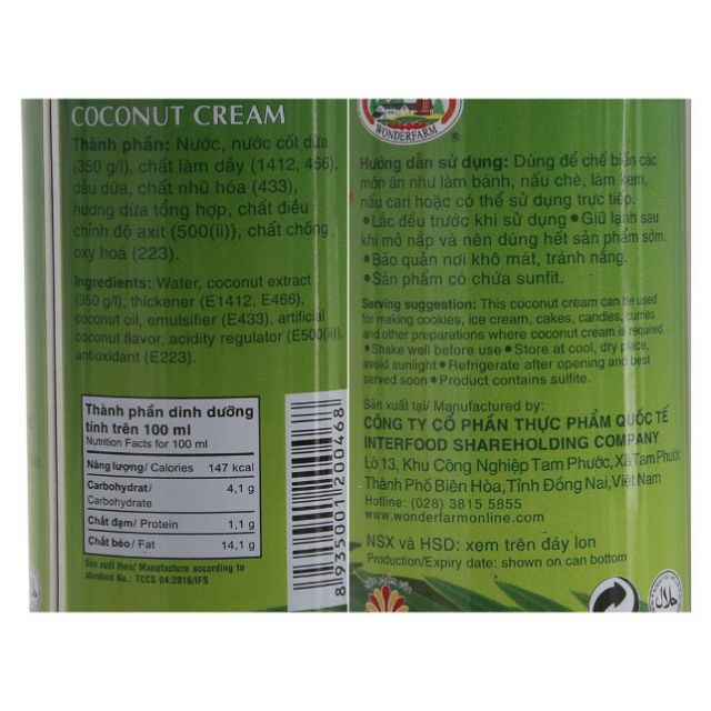 [Mã 77FMCGSALE1 giảm 10% đơn 250K] Nước cốt dừa Wonderfarm long nhí [ 160ml] | BigBuy360 - bigbuy360.vn