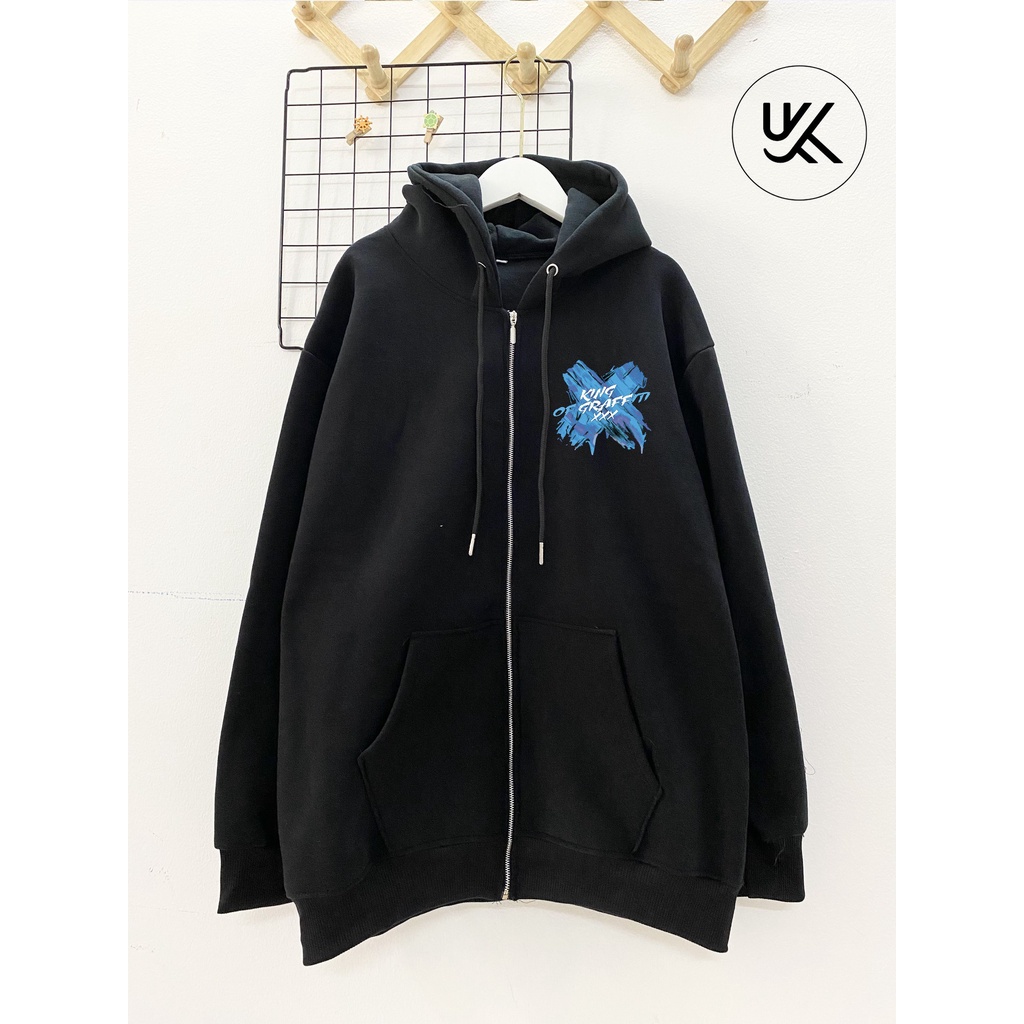 Áo Nỉ HOODIE Dây Kéo KING GRAFFITI XXX, Form Rộng Ulzzang Unisex , hoodie nỉ bông cao cấp, nam nữ. kkimshop