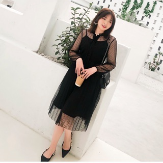 Đầm maxi phối ren mè cao cấp big size màu đen size 65-90kg