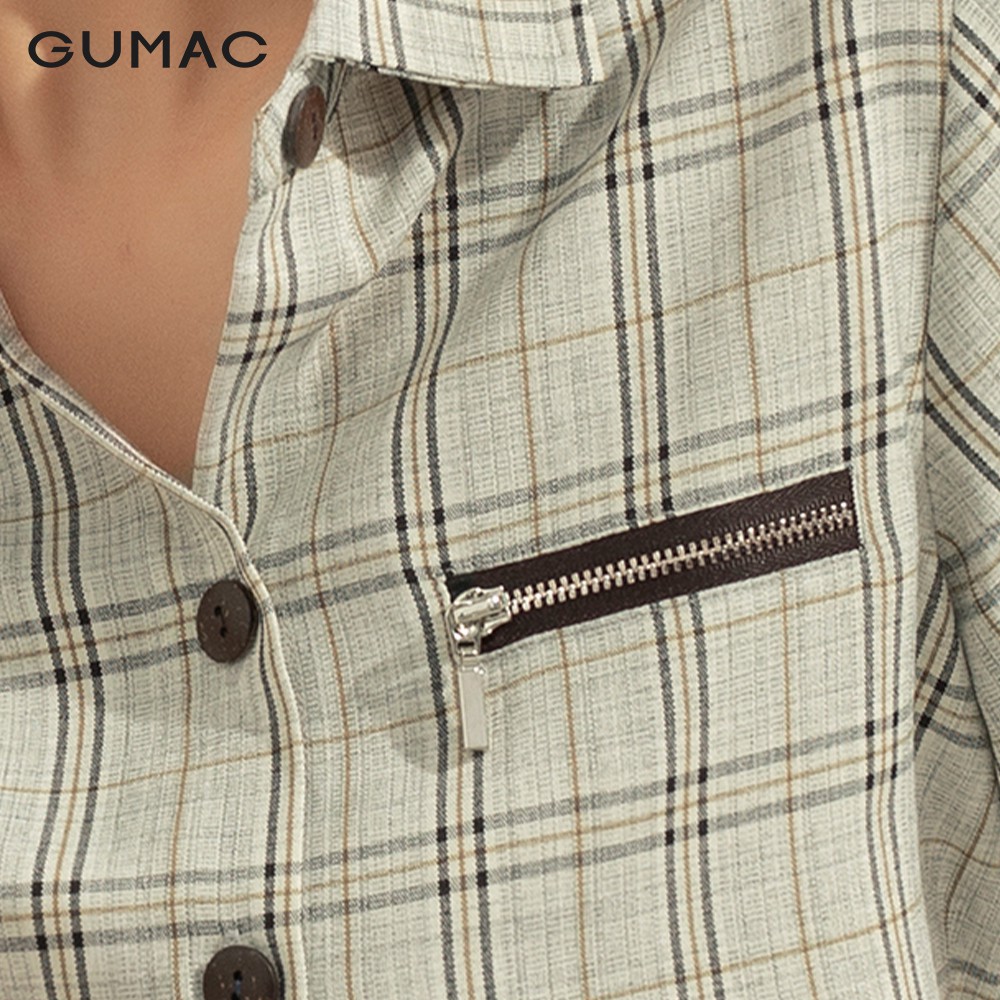 [Mã WABRGU100 giảm 15% đơn 249K tối đa 100k] Áo sơ mi nữ caro phối dây kéo AA1182 GUMAC | BigBuy360 - bigbuy360.vn