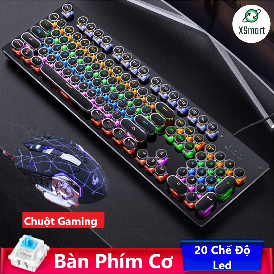 X-ONE SHOP Bộ Bàn Phím Cơ T907 Và Chuột Gaming V5 Led Đổi Màu, Phím Cơ Máy Tính Hơn 20 Chế Độ Led Siêu Đẹp - XSmart