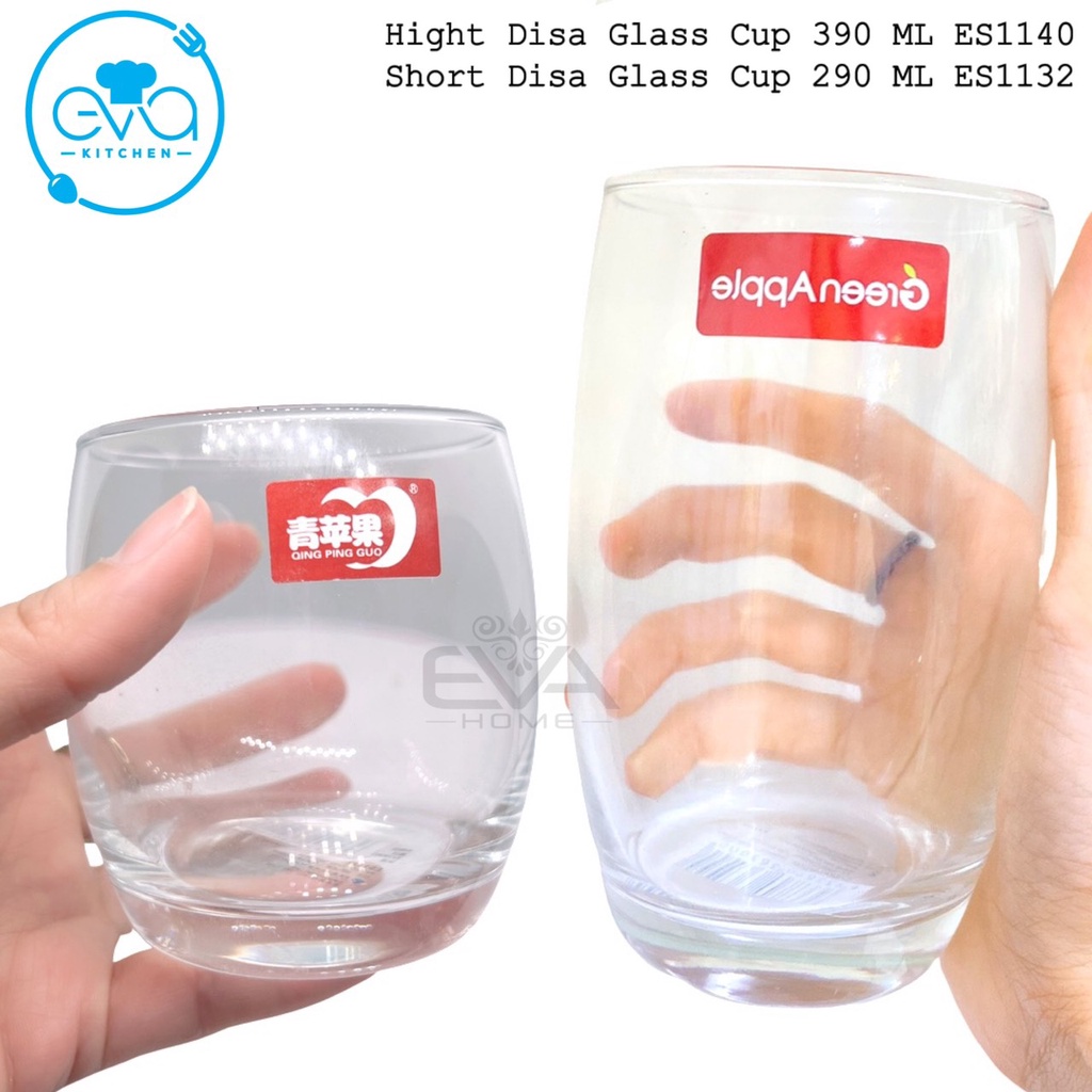 Set 6 Ly Thuỷ Tinh Dáng Bầu Tròn Disa Glass Cup Gồm 3 Ly Lùn 290 Ml Short Disa ES1132 Và 3 Ly Cao 390ML Hight Disa ES114