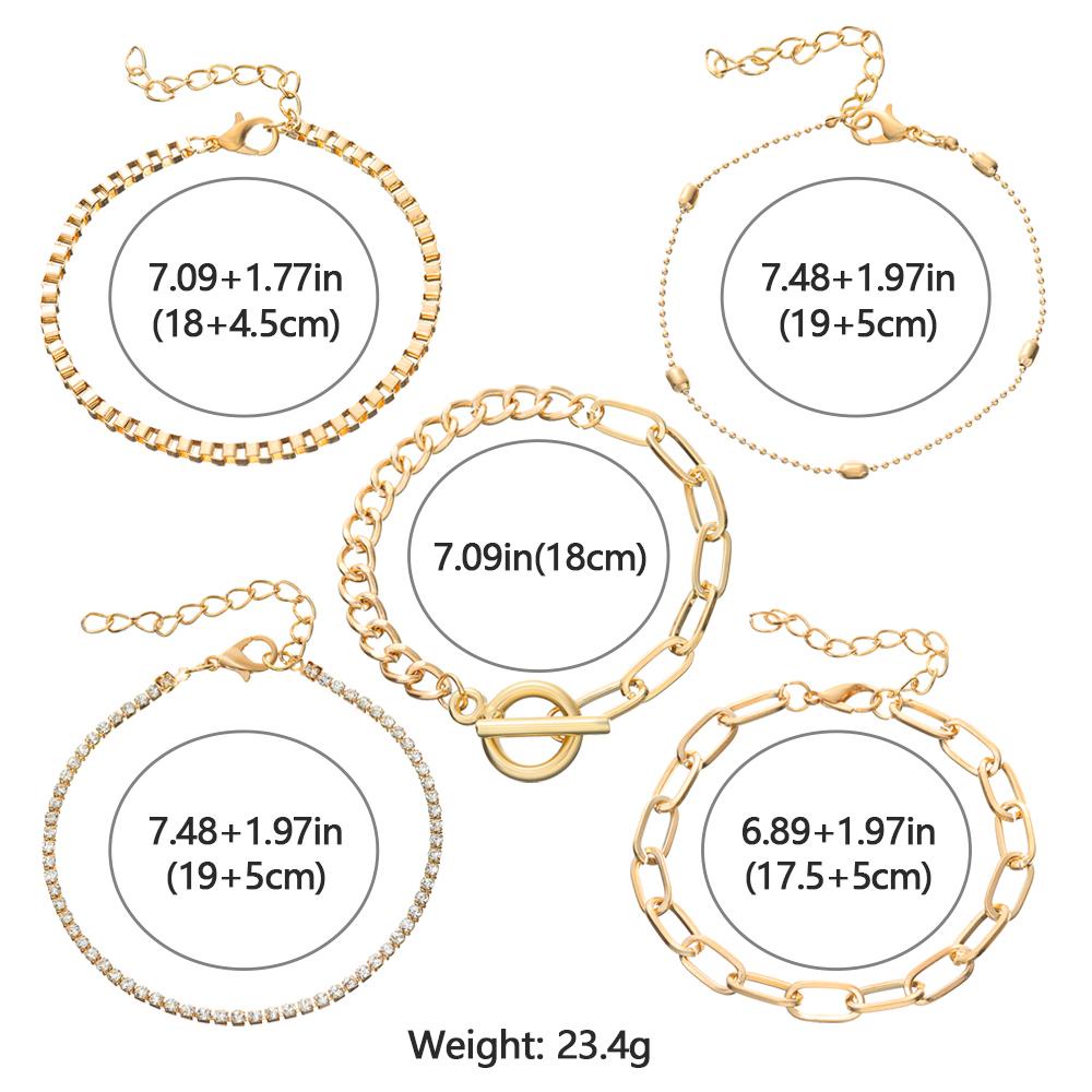 Set 5 Vòng Tay Dây Kim Loại Mạ Điện Thời Trang