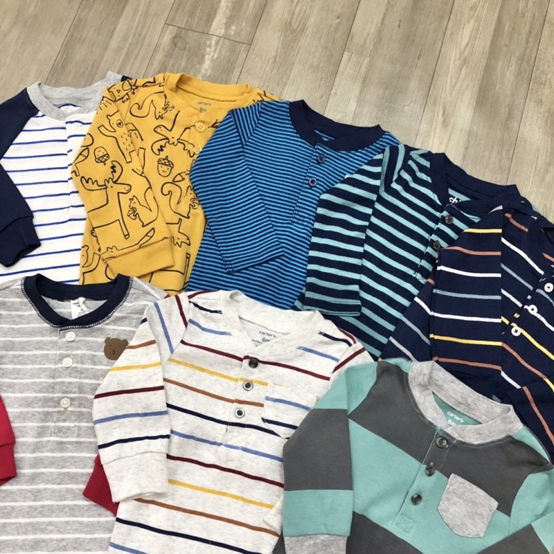 Body chip dài tay bé trai cổ tròn size 3m (3-5kg) chất cotton, bodysuit cho bé sơ sinh - Amystores