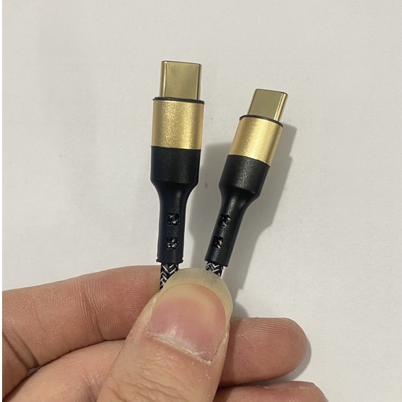 Cáp sạc nhanh PD 60W mạ vàng cao cấp Type-C to Type-C 3A 1M truyền dữ liệu, dây bọc dù chống đứt, gãy gập, dài 1m