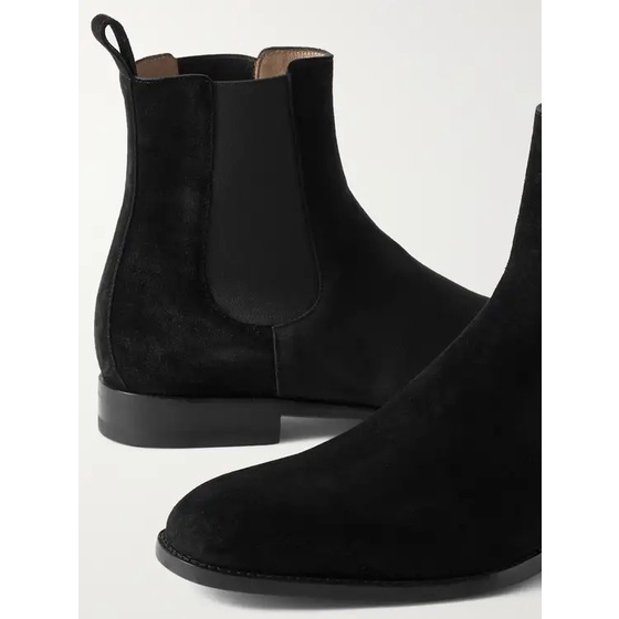 Giày Chelsea Boot màu đen da lộn đế cao su đúc độn 3.5cm | BigBuy360 - bigbuy360.vn