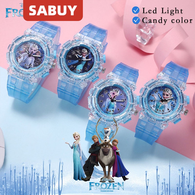 Phim hoạt hình Disney Frozen Công chúa Elsa Đồng hồ trẻ em thời trang chiếu sáng mười lựa chọn