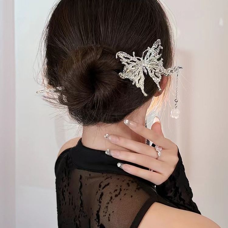 Trâm Cài Tóc Hình Cánh Bướm Phối Tua Rua Phong Cách Trung Hoa Cổ Điển Mới Cho Nữ