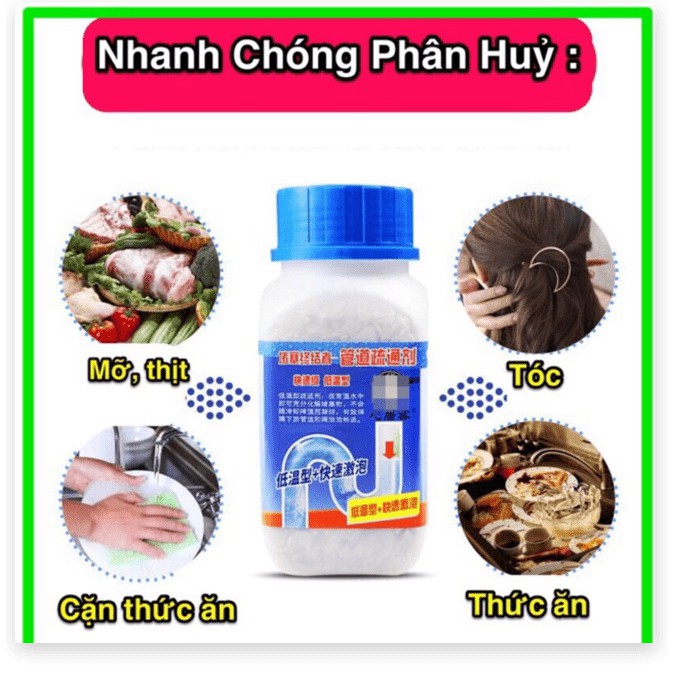 Thuốc Thông cầu 💖FREESHIP💖 Giảm 10K Khi Nhập [Bot thong cong]Xử lý triệt để thông tắc ngẽn với Hoá Chất Thông Cầu Cống