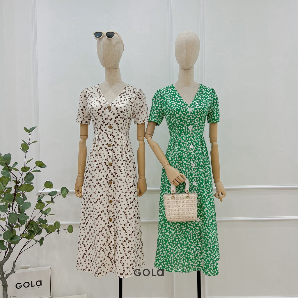 Đầm RAMI - Đầm cổ tim nẹp nút