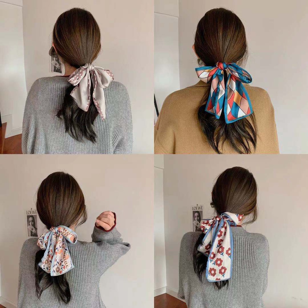 Khăn Lụa Đa Năng Buộc Tóc Nơ Cổ Khăn Turban Tóc, Buộc Dây Túi Xách Thắt Váy