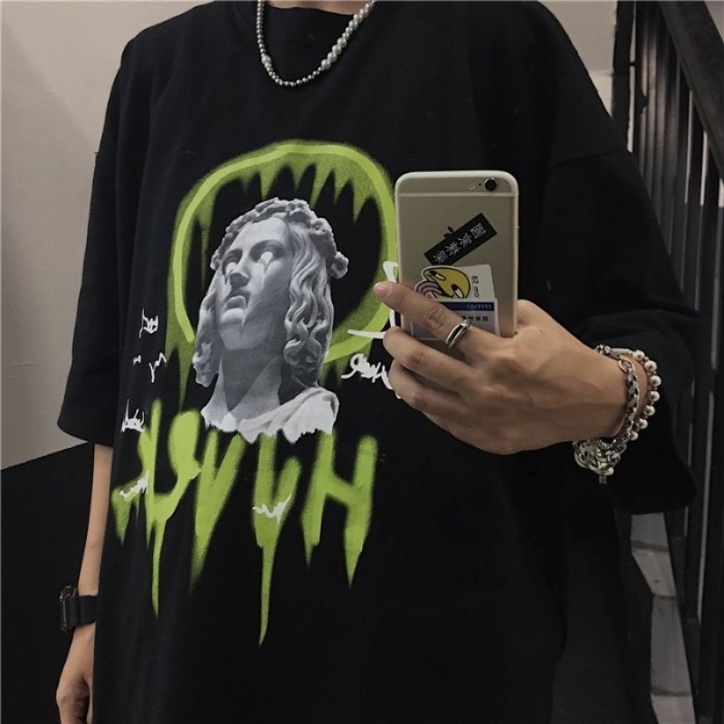 Áo thun tay lỡ nam nữ, áo phông unisex form rộng chất cotton mát mịn thấm hút mồ hôi hình đầu | BigBuy360 - bigbuy360.vn