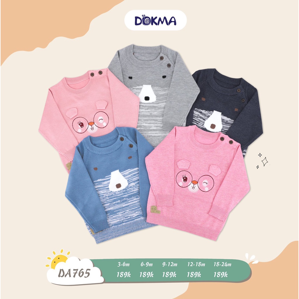 DA765 Áo len raglan Dokma dày vừa cho bé (6-24M)