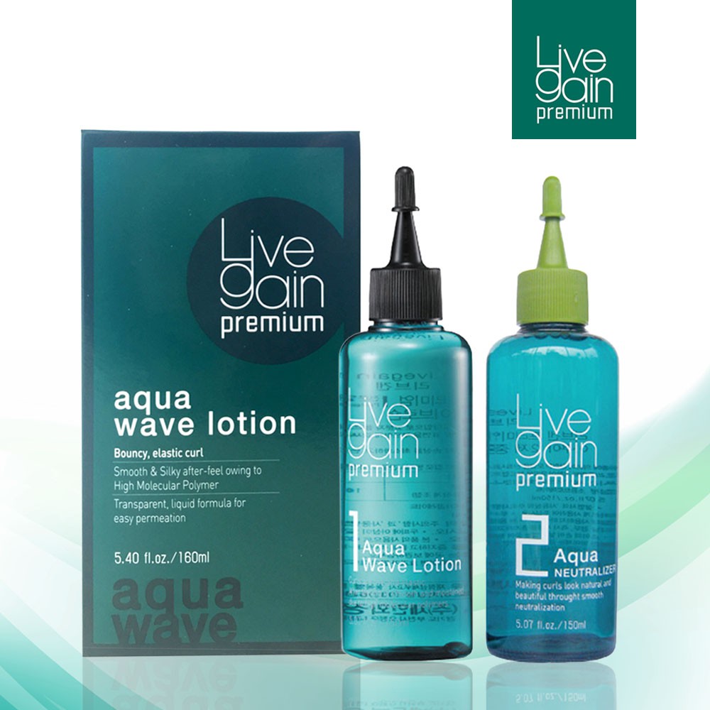 Thuốc Uốn Nhanh Công Thức Mạnh Livegain Premium AQUA Wave Lotion 160ml + 160ml Hàn Quốc