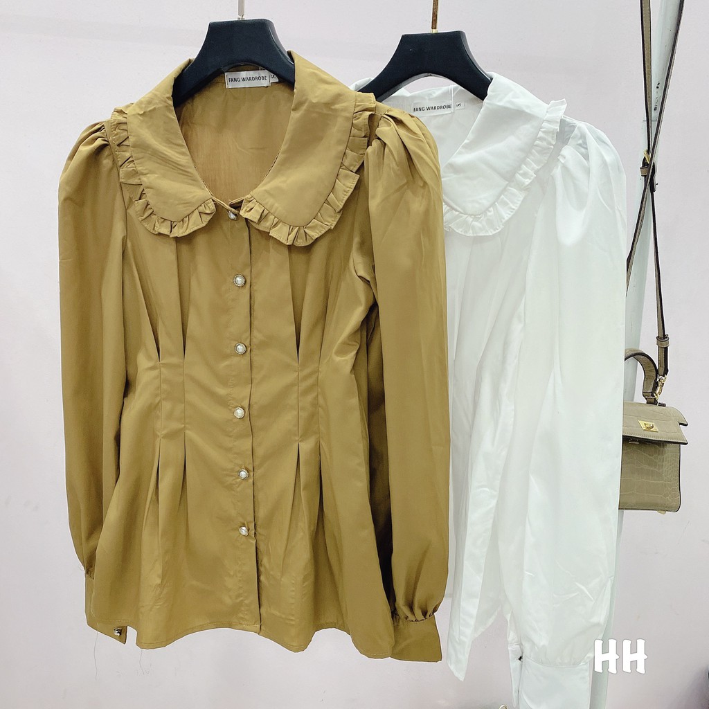 [Mã WASKT304 giảm 15% tối đa 30K đơn 99K] Áo Sơ Mi Thô Triết Eo Cổ Sen - Áo Sơ Mi Nữ Đẹp | BigBuy360 - bigbuy360.vn